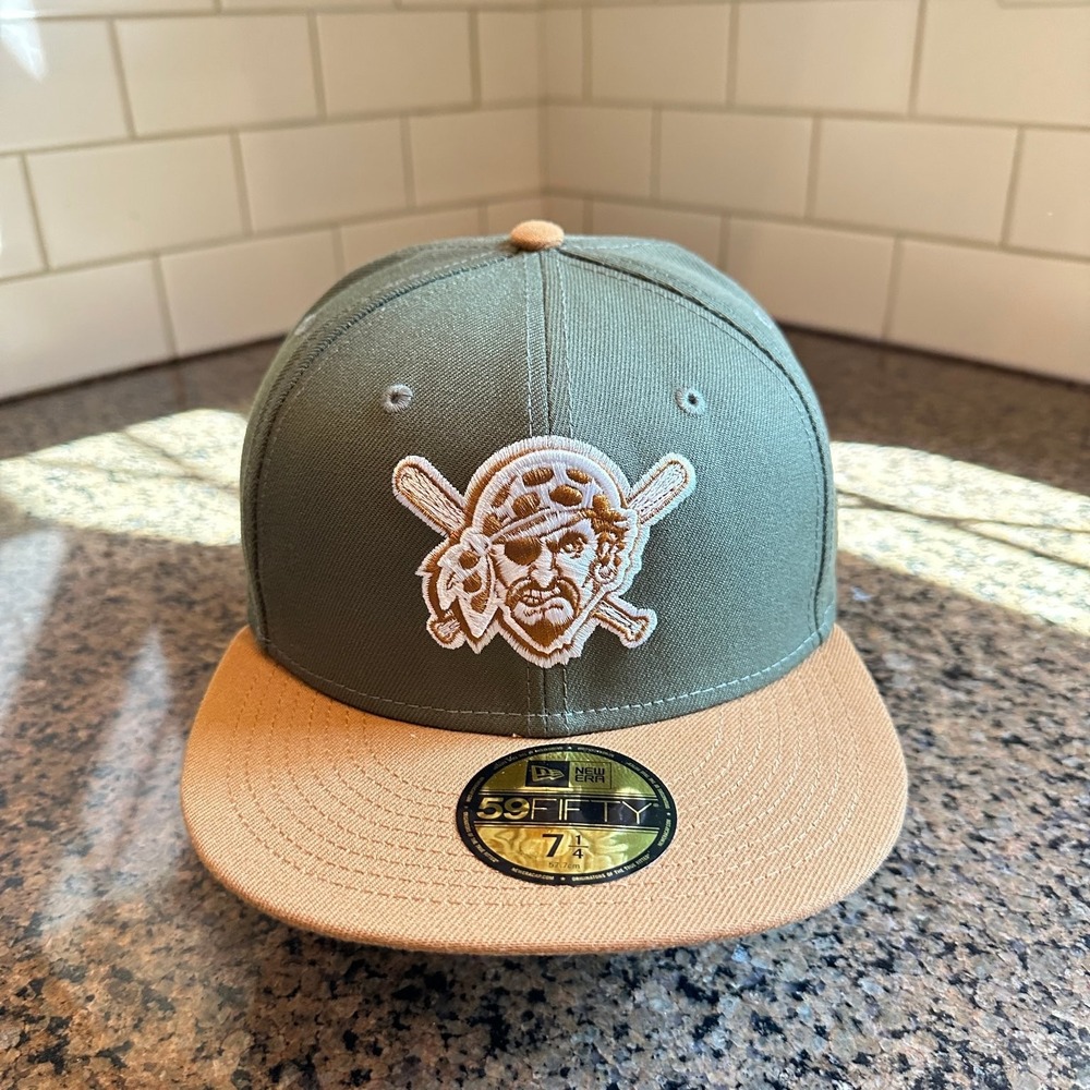 Pittsburgh Pirates Hat New Era 59FIFTY Hat 7 1/4 Tan Green New